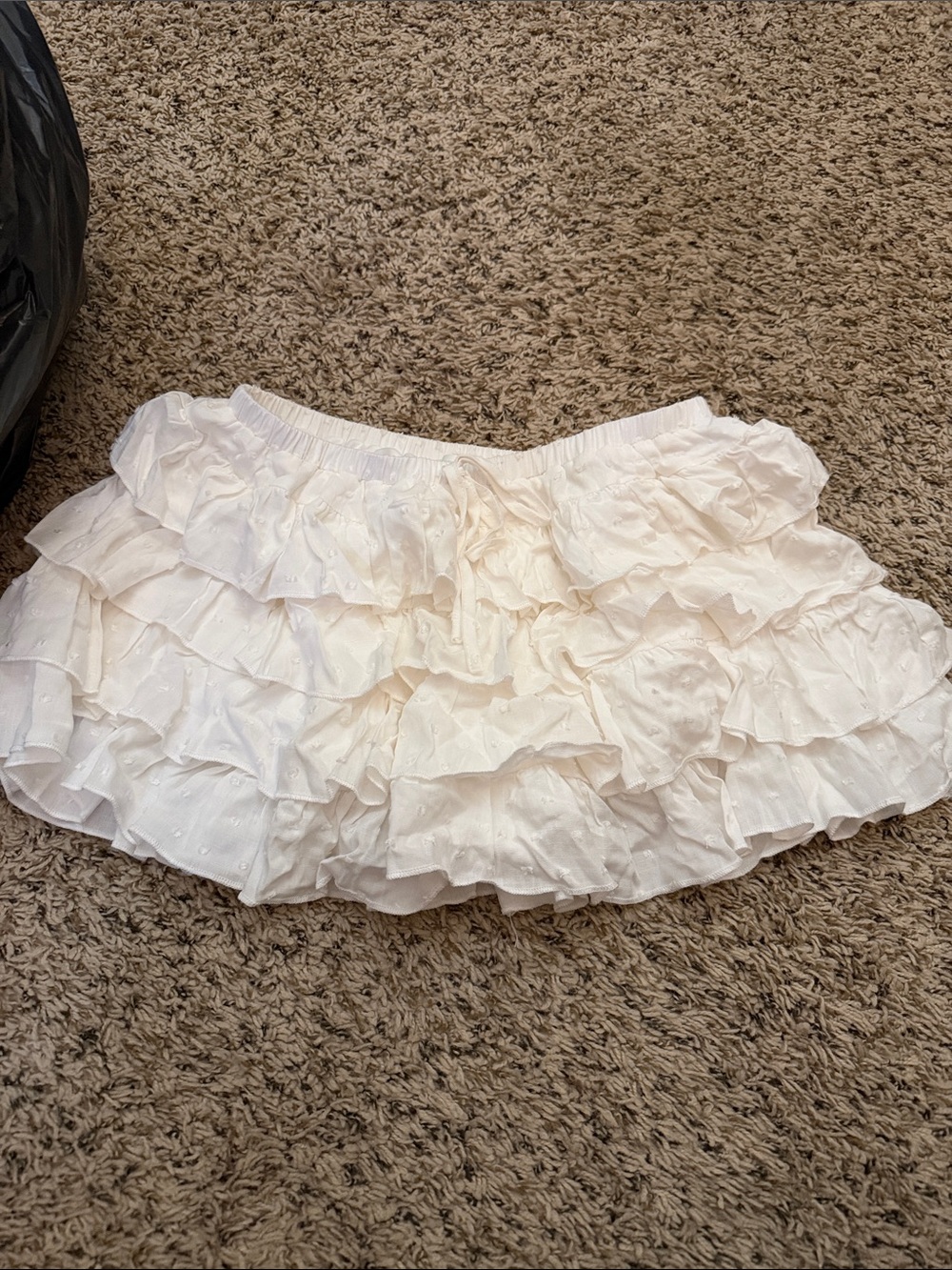 Altar'd State Ivory Tiered Ruffle Mini Skirt